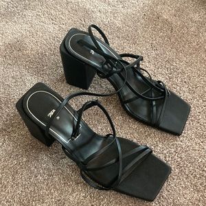Zara block heel strappy sandals